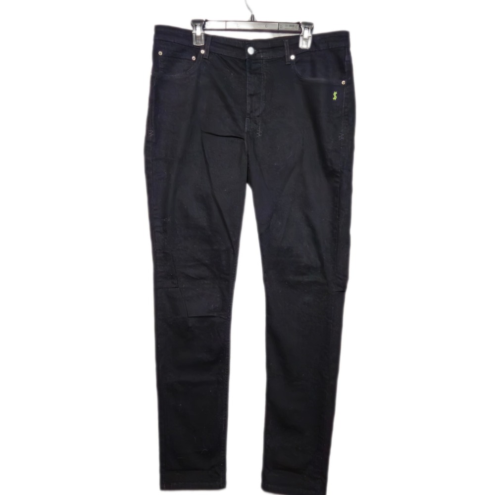 Ksubi Chitch Jeans Mens 38 Black MFA22DJ036 Neon Green Embroidery Slim Tapered